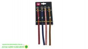 KIT COLEIRA 4PCS 14CM P/PET C/LACO COLOR BA30048