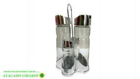 GALHETEIRO 4PCS VIDRO C/SUPORTE RJ7508