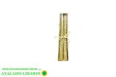 VELA TORCIDA 20CM C/BRILHO 2UNI DOURADO DTC13052