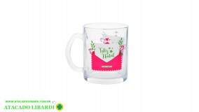 CANECA VIDRO 200ML 8X7,5X10CM NATALINO NTD70010