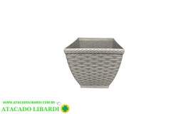 VASO RATTAN 10CM QUAD 850ML CINZA 651