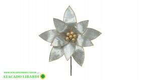 BICO PAPAGAIO AVELUDADO C/GLITTER 20CM PRATA 89629001