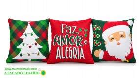 CAPA ALMOFADA C/ ENCHIMENTO NATAL 43X43CM NTG20244