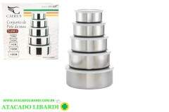 CONJ POTE METAL 5PCS C/TAMPA PLAST CRS1223