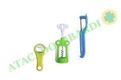 KIT 3PCS DESCASCADOR/SACA ROLHAS E ABRIDOR LATA CZ703