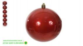 BOLA TUBO PEROLADA 8CM C/6UNI VERMELHO 81935002