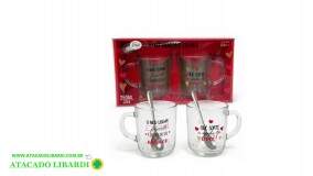 CANECA VIDRO 250ML FRASE 4PCS  CZ231051