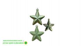 ENFEITE PENDENTE ESTRELA  VERDE 8UNI 7CM KX7609