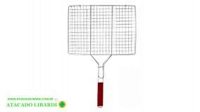 GRELHA DUPLA 22X33CM CHURRASCO CABO MAD CRS2314