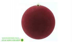 BOLA DECORADA 20CM AVELUDADA BORGONHA 90382004