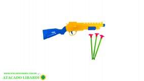 BLISTER ESPINGARDA 25CM 4PCS LANCA DARDOS COLOR TOYS202116
