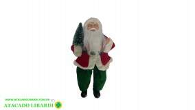 BONECO PAPAI NOEL SENTADO 30CM VERMELHO VERDE  A0747001