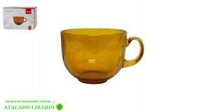 CANECA VIDRO 420ML 11CM AMBAR VDA09214