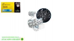 PISCA CASCATA 100 LED 2,3M BRANCO 127V 8F FIO TRANSP NTL1100B127V
