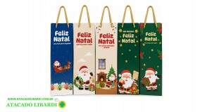 SACOLA DE VINHO 12X36X8,5CM NATAL SORT SCX0105