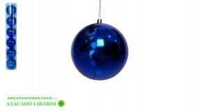 BOLA TUBO PEROLADA 8CM C/6UNI AZUL 81935009