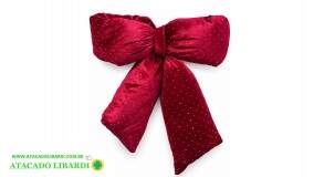 ENFEITE LACO ALMOFADADO 50X40CM VINHO C/BRILHO NATAL QM8039