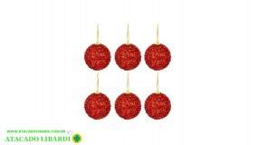 BOLA DE NATAL 3CM C/6UNI  C/GLTTER NAT0364
