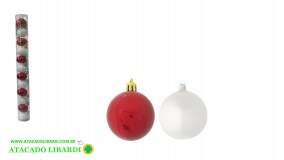 BOLA TUBO 3CM 12PCS BRANCA E VERMELHA NBOLTB3BV