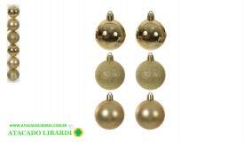 BOLA TUBO MISTA 8CM C/6UNI DOURADO 81932002