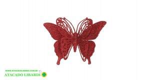 BORBOLETA GLITTER 11CM VERMELHO 98113003