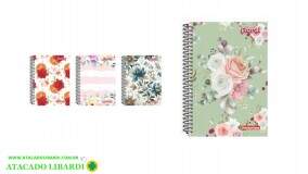 CADERNO 10M/160F CD ESPIRAL FLORAL 1629