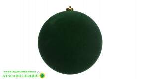 BOLA DECORADA 20CM AVELUDADA VERDE 90382002