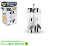 GALHETEIRO 4PCS VIDRO C/SUPORTE LT23247