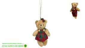 ENFEITE PENDENTE PELUCIA URSO 12CM NAT0318