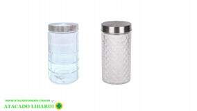 POTE VIDRO 18CM 1290ML RED C/TAMPA INOX ECO23089