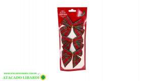 ENFEITE LAÇO DE NATAL  XADREZ  3PCS LAC0086