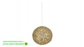 BOLA ARAMADA 12CM C/GLITTER DOURADA 77864001