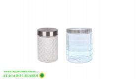 POTE VIDRO 13CM 800ML RED C/TAMPA INOX ECO23087
