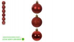 BOLA TUBO MISTA 8CM C/6UNI VERMELHO 81932001