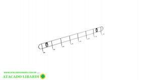 CABIDE PAREDE METAL 46CM 8 GANCHO CRS2874
