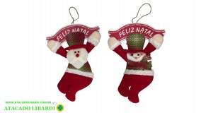 ENFEITE  PELUCIA PENDENTE 19CM NOEL C/PLACA   WFH2935