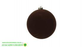 BOLA DECORADA VELUDO 15CM MARROM 90329002