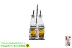 GALHETEIRO 4PCS VIDRO C/SUPORTE INOX VDA0501