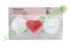 GANCHO PAREDE ADESIVO 3PCS PLAST 95285