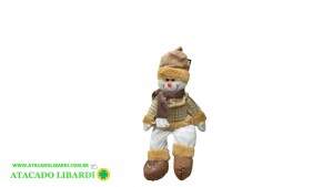 BONECO PELUCIA SENTADO 40CM MOCHA PERNA MOLE XTS7511