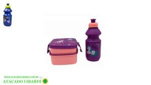 KIT MARMITA DUPLA INFANTIL C/TALHER E GARRAFA COLOR 6805