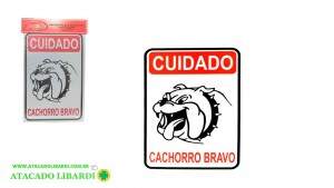 PLACA SINALIZACAO 29X20CM CUIDADO CAO BRAVO PS28