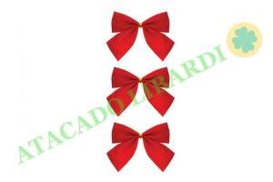 ENFEITE LACO 10,5X10,5CM X3PCS LISO VERMELHO/DOURADO LAC61