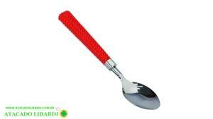 COLHER MESA 6UNI CABO PLAST GRAMADO VERMELHO 0456V