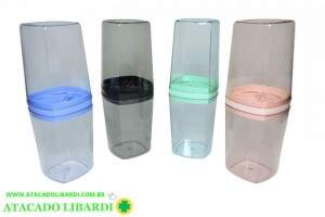 PORTA ESCOVA DENTAL PLAST C/TAMPA COLOR 345