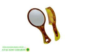 ESPELHO MAO PLAST 18CM C/PENTE BA30145