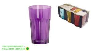 CONJ COPO VIDRO 450ML 13CM 6PCS COLOR F0600