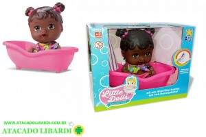 BONECA BEBE MY LITTLE COLLECTION BANHO NEGRA 8038