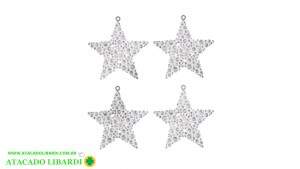 ENFEITE PENDENTE ESTRELA 4UND 10CM  C/GLITTER 10CM  NTA17193