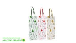SACOLA PAPEL VINHO HOT STAMPING 12X36X7,8CM ALTO RELEVO SCX0149